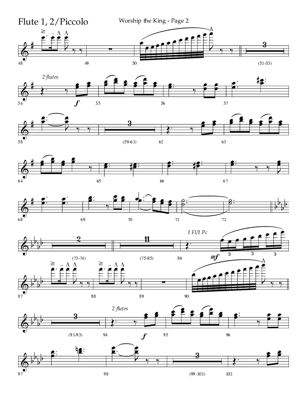 Worship The King (Choral Anthem SATB) Flute 1/2 (Lifeway Choral / Arr. David Clydesdale)