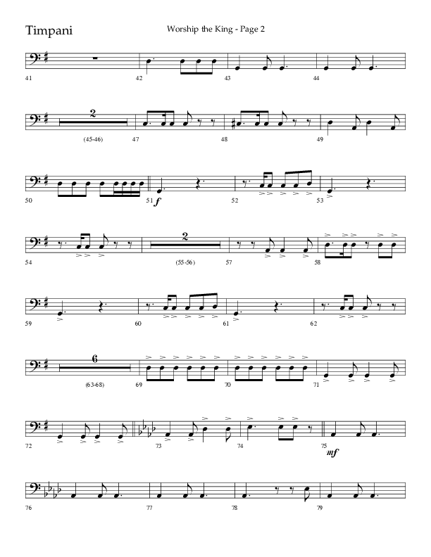 Worship The King (Choral Anthem SATB) Timpani (Lifeway Choral / Arr. David Clydesdale)