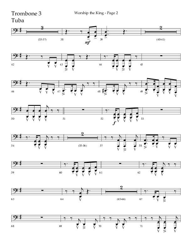 Worship The King (Choral Anthem SATB) Trombone 3/Tuba (Lifeway Choral / Arr. David Clydesdale)