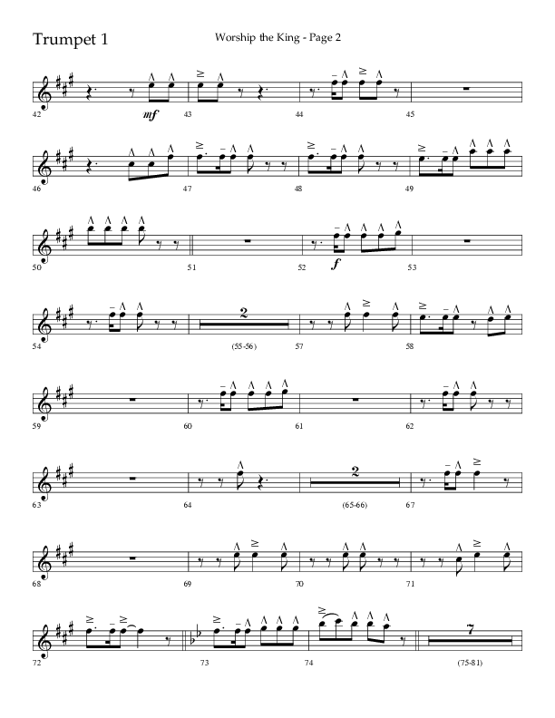 Worship The King (Choral Anthem SATB) Trumpet 1 (Lifeway Choral / Arr. David Clydesdale)
