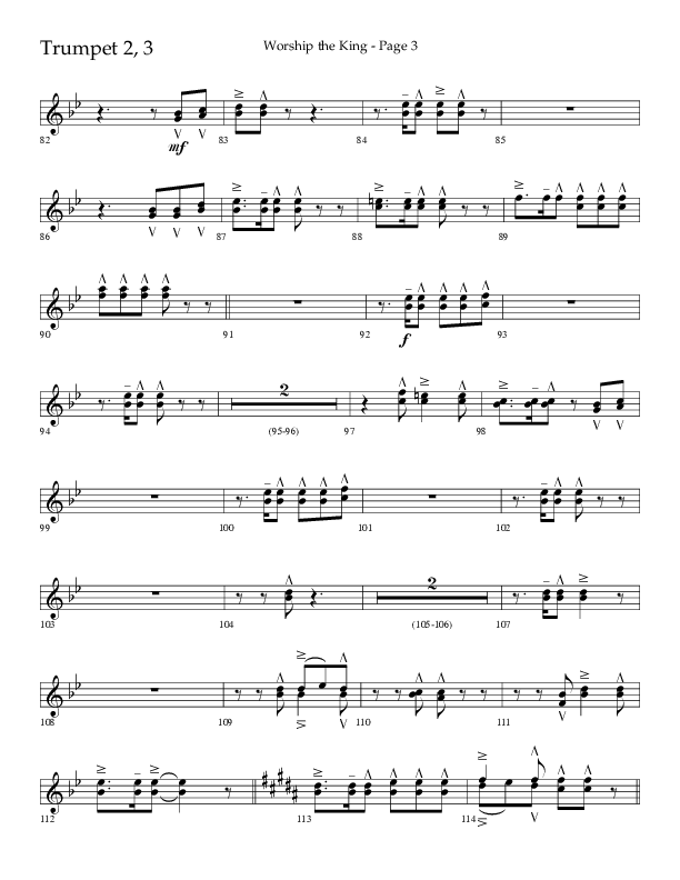 Worship The King (Choral Anthem SATB) Trumpet 2/3 (Lifeway Choral / Arr. David Clydesdale)
