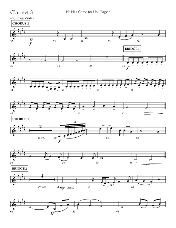 He Has Come For Us (God Rest Ye Merry Gentleman) (Choral Anthem SATB) Clarinet 3 (Orch. Danny Mitchell / Arr. David Wise / Lifeway Choral)