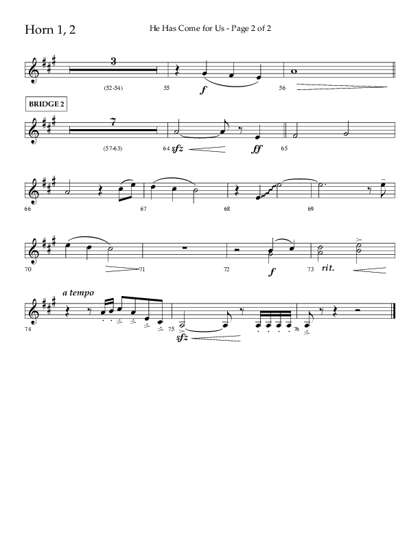 He Has Come For Us (God Rest Ye Merry Gentleman) (Choral Anthem SATB) French Horn 1/2 (Orch. Danny Mitchell / Arr. David Wise / Lifeway Choral)