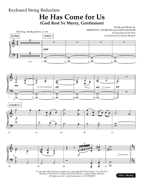 He Has Come For Us (God Rest Ye Merry Gentleman) (Choral Anthem SATB) String Reduction (Orch. Danny Mitchell / Arr. David Wise / Lifeway Choral)