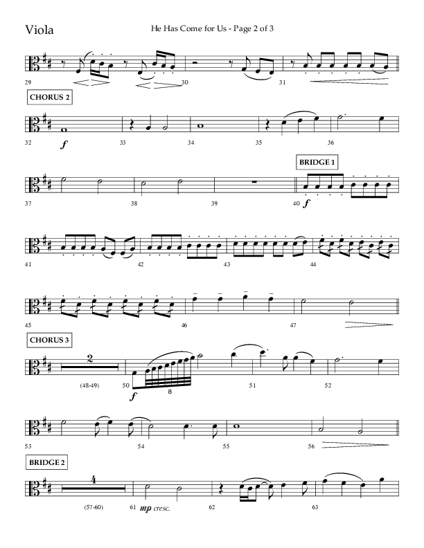 He Has Come For Us (God Rest Ye Merry Gentleman) (Choral Anthem SATB) Viola (Orch. Danny Mitchell / Arr. David Wise / Lifeway Choral)