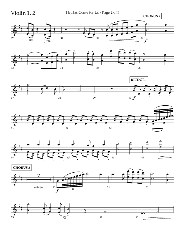 He Has Come For Us (God Rest Ye Merry Gentleman) (Choral Anthem SATB) Violin 1/2 (Orch. Danny Mitchell / Arr. David Wise / Lifeway Choral)