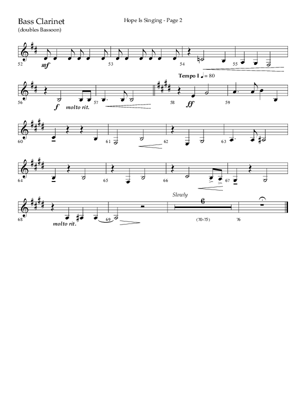 Hope Is Singing (Choral Anthem SATB) Bass Clarinet (Arr. Camp Kirkland / Lifeway Choral)