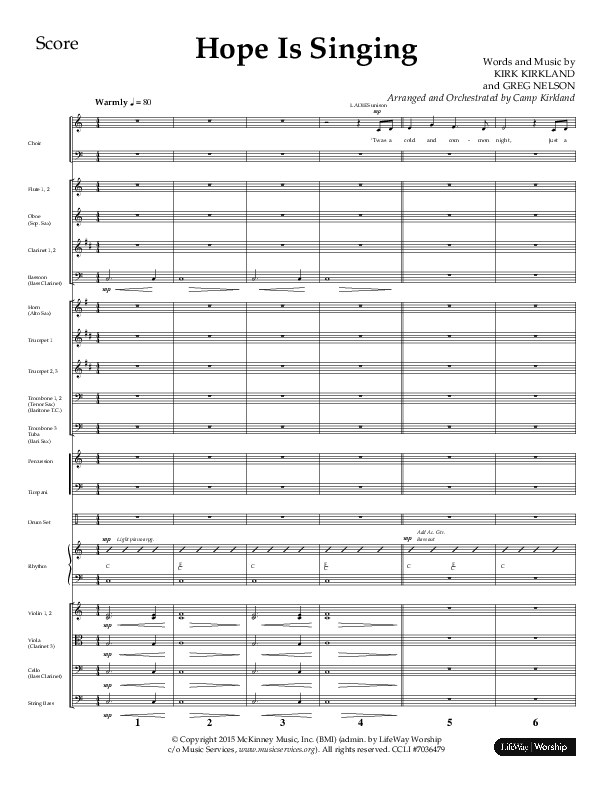 Hope Is Singing (Choral Anthem SATB) Conductor's Score (Arr. Camp Kirkland / Lifeway Choral)