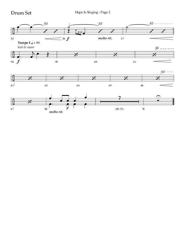Hope Is Singing (Choral Anthem SATB) Drum Set (Arr. Camp Kirkland / Lifeway Choral)