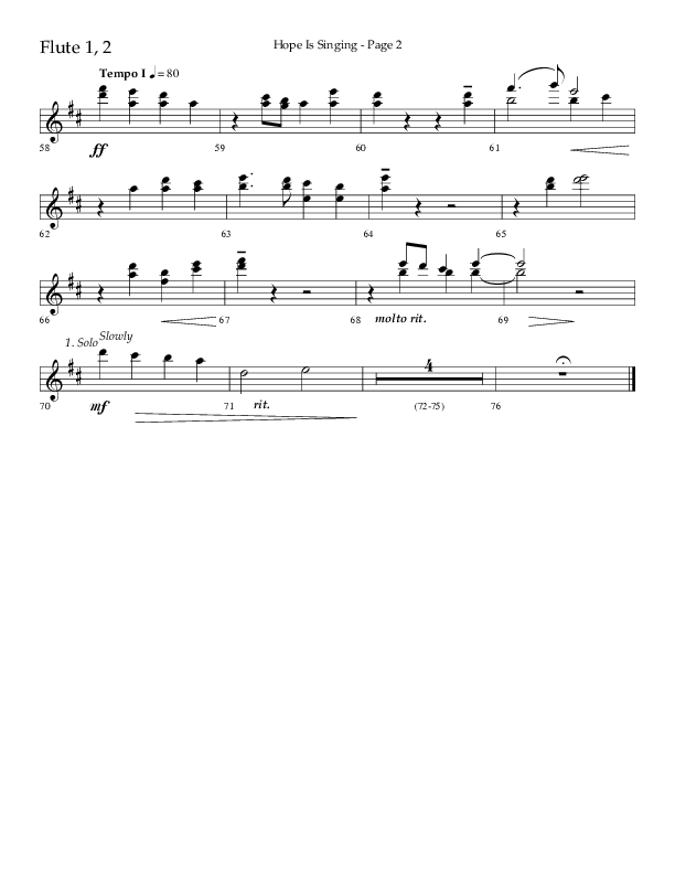 Hope Is Singing (Choral Anthem SATB) Flute 1/2 (Arr. Camp Kirkland / Lifeway Choral)