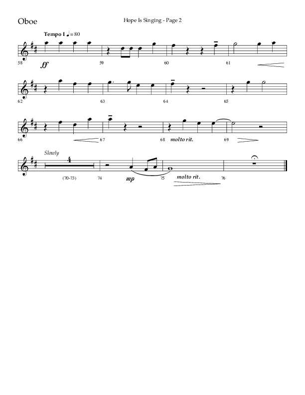 Hope Is Singing (Choral Anthem SATB) Oboe (Arr. Camp Kirkland / Lifeway Choral)
