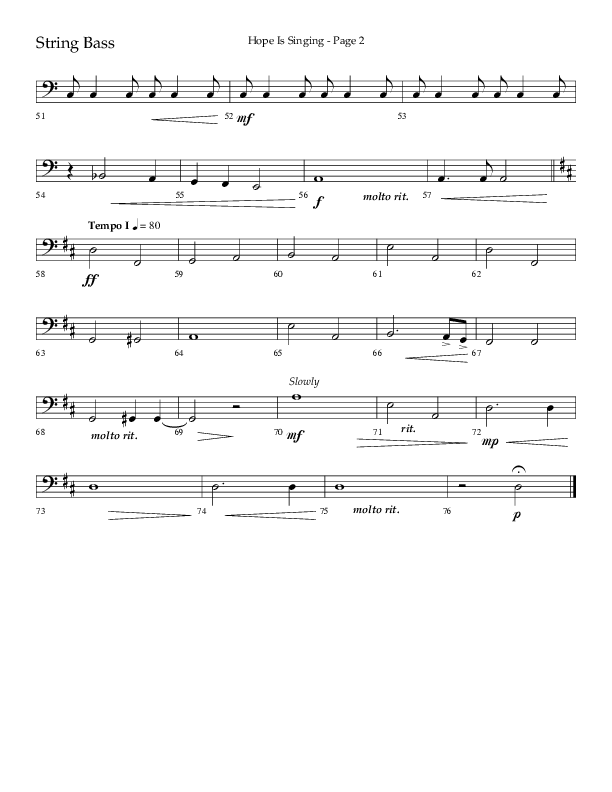 Hope Is Singing (Choral Anthem SATB) String Bass (Arr. Camp Kirkland / Lifeway Choral)