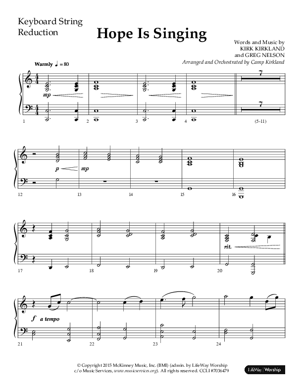 Hope Is Singing (Choral Anthem SATB) String Reduction (Arr. Camp Kirkland / Lifeway Choral)