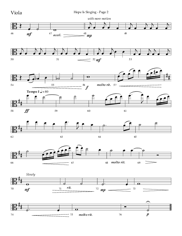 Hope Is Singing (Choral Anthem SATB) Viola (Arr. Camp Kirkland / Lifeway Choral)