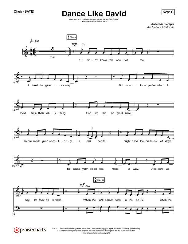 Dance Like David Choir Sheet (SATB) (Black Voices Movement / Circuit Rider Music / Jonathan Stamper)