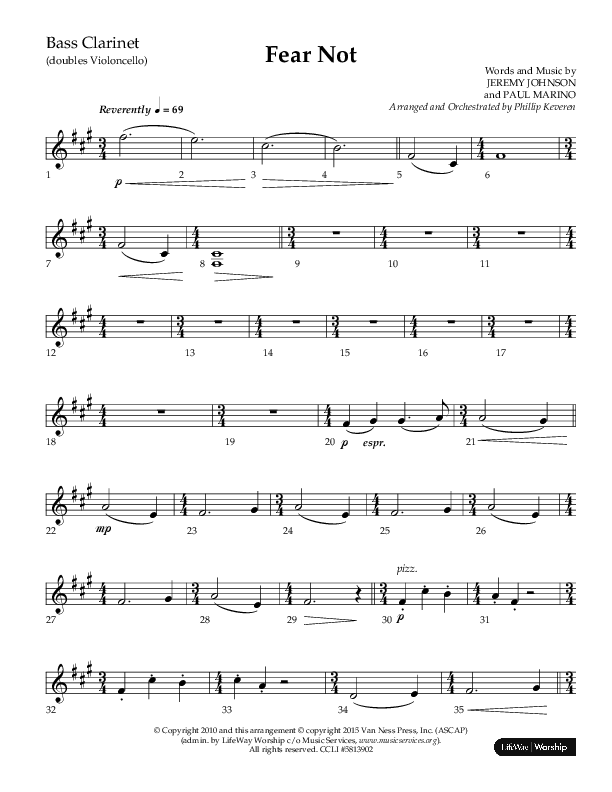 Fear Not (Choral Anthem SATB) Bass Clarinet (Lifeway Choral / Arr. Phillip Keveren)