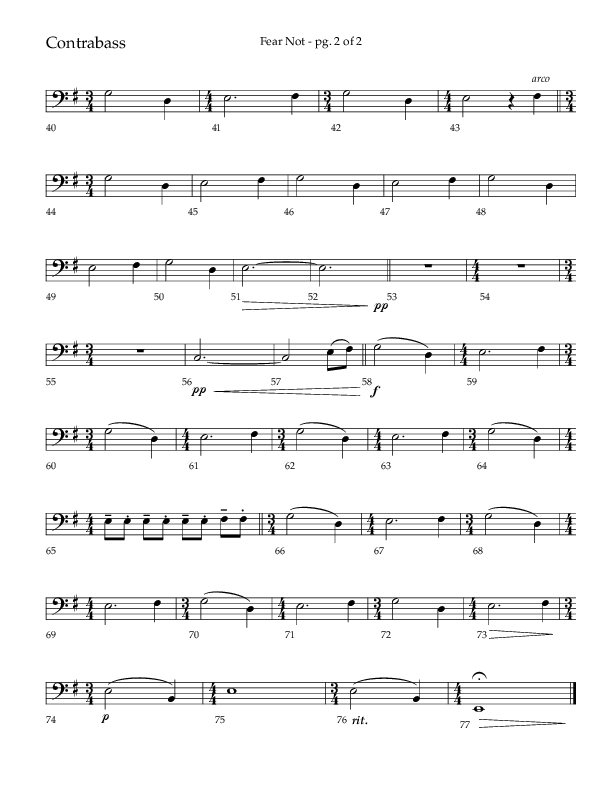 Fear Not (Choral Anthem SATB) Contrabass (Lifeway Choral / Arr. Phillip Keveren)