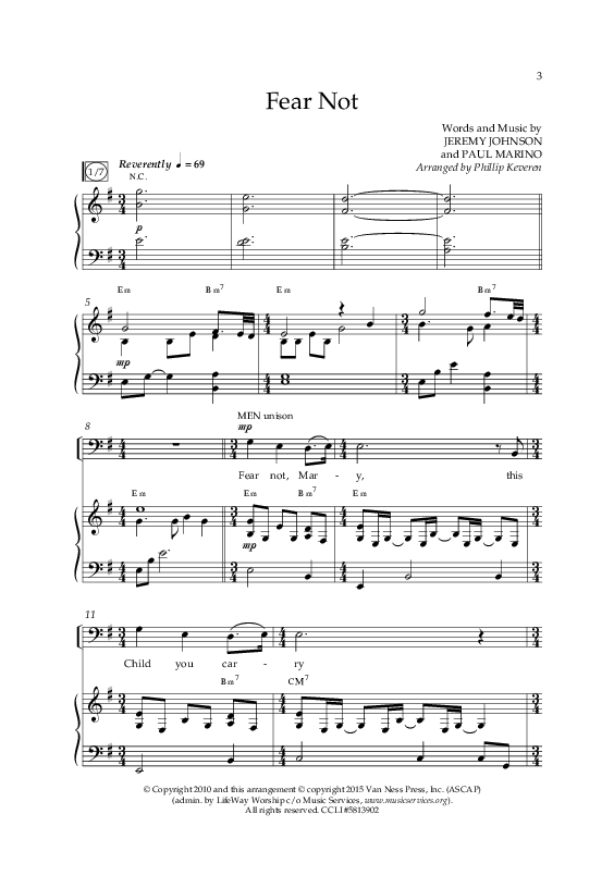 Fear Not (Choral Anthem SATB) Anthem (SATB/Piano) (Lifeway Choral / Arr. Phillip Keveren)