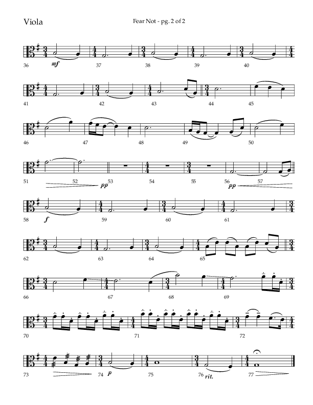 Fear Not (Choral Anthem SATB) Viola (Lifeway Choral / Arr. Phillip Keveren)