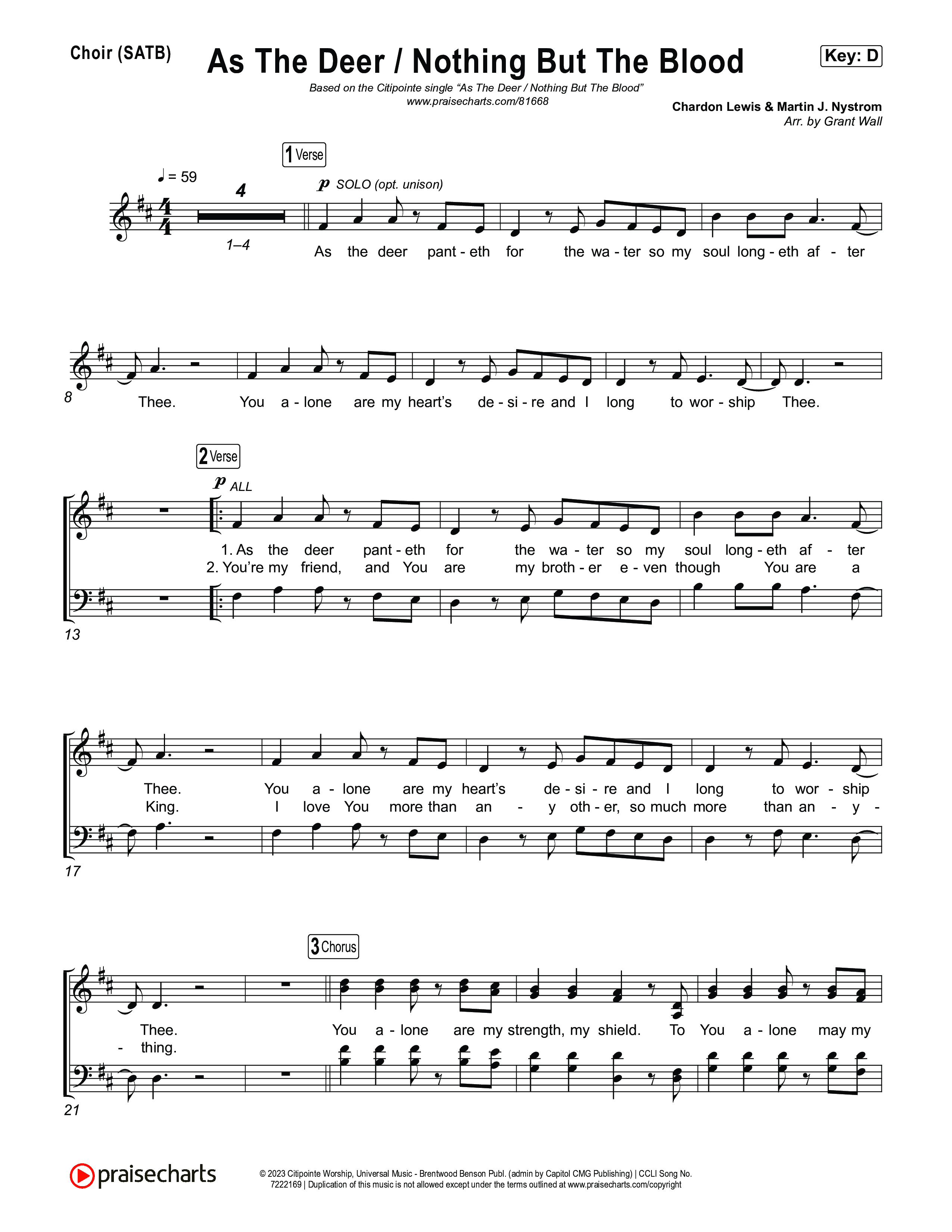 As The Deer / Nothing But The Blood Choir Sheet (SATB) (Citipointe Worship)
