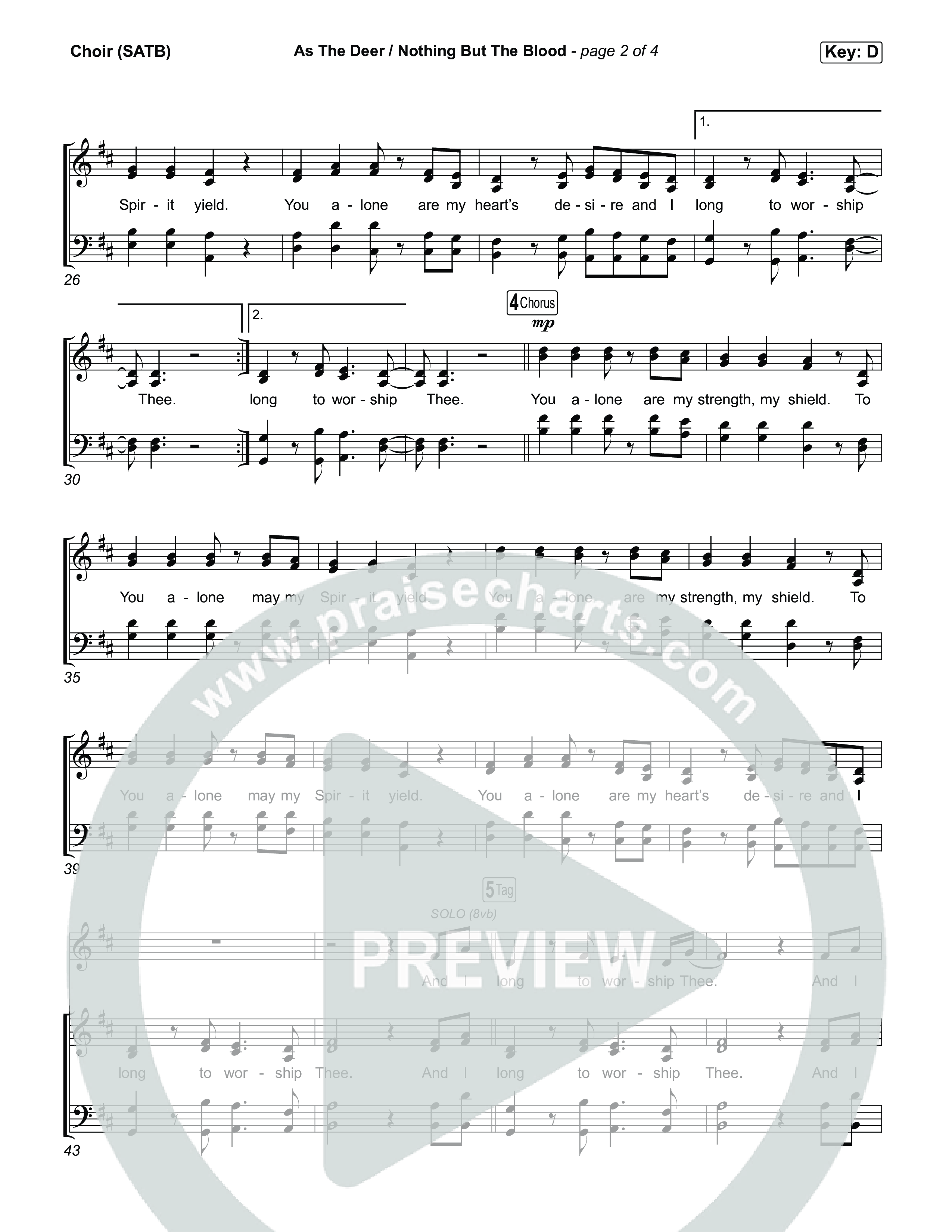 As The Deer / Nothing But The Blood Choir Sheet (SATB) (Citipointe Worship)