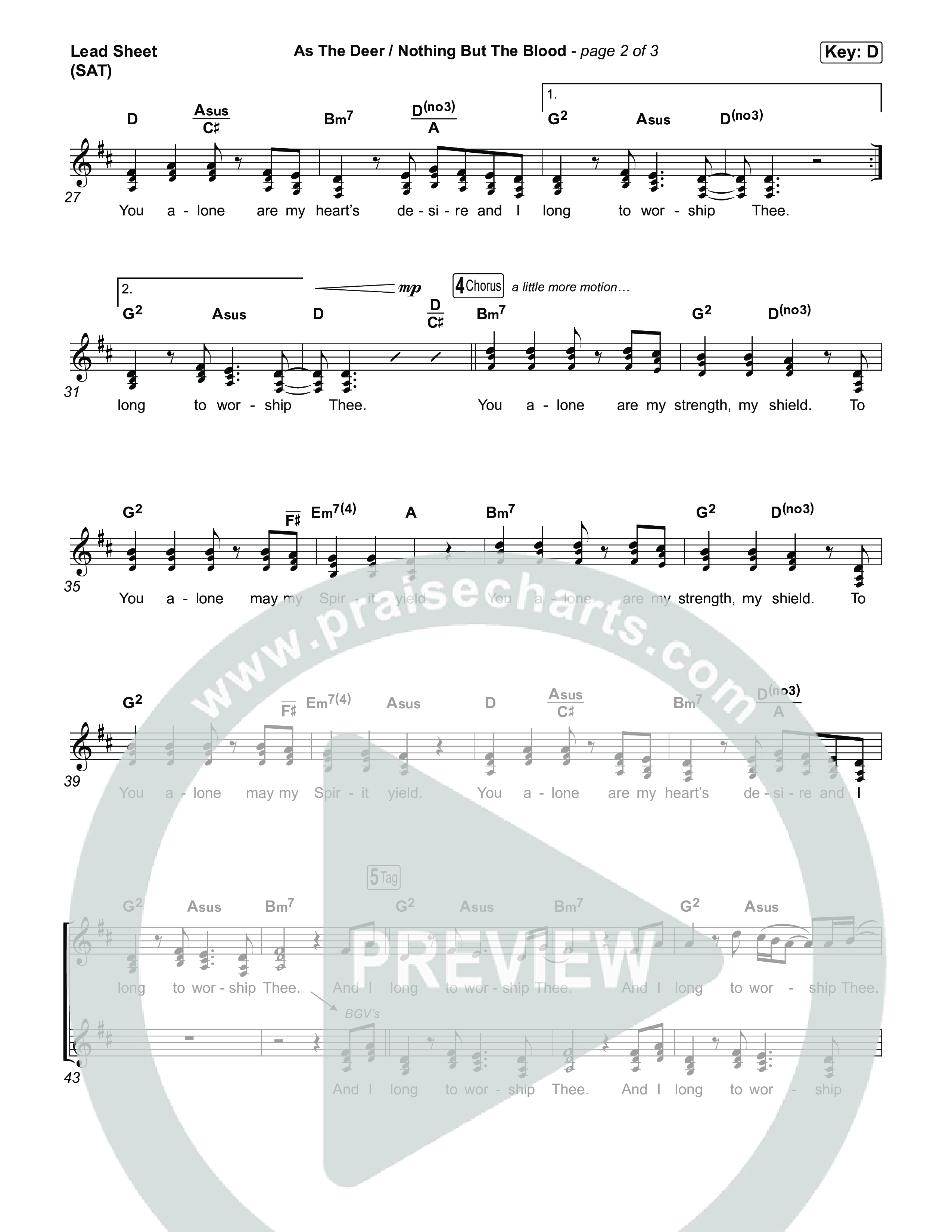 As The Deer / Nothing But The Blood Lead Sheet (SAT) (Citipointe Worship)