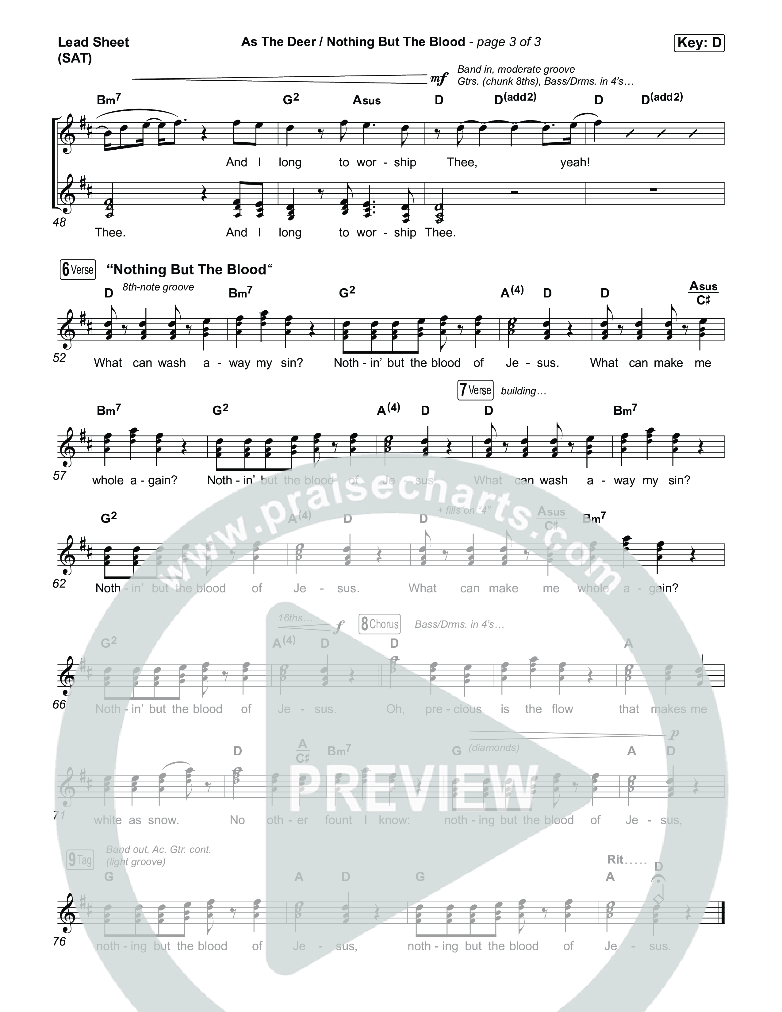 As The Deer / Nothing But The Blood Lead Sheet (SAT) (Citipointe Worship)