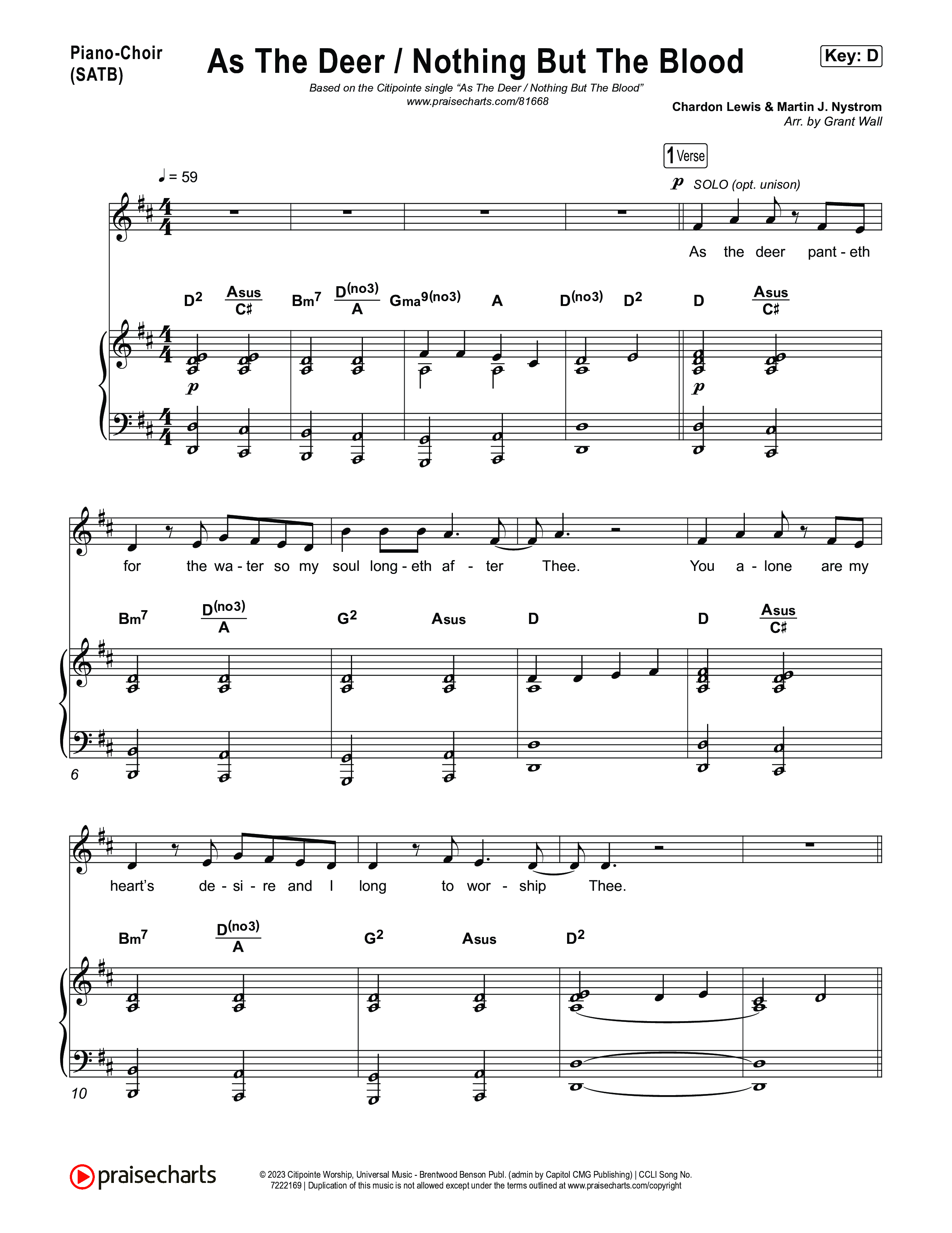 As The Deer / Nothing But The Blood Piano/Vocal (SATB) (Citipointe Worship)