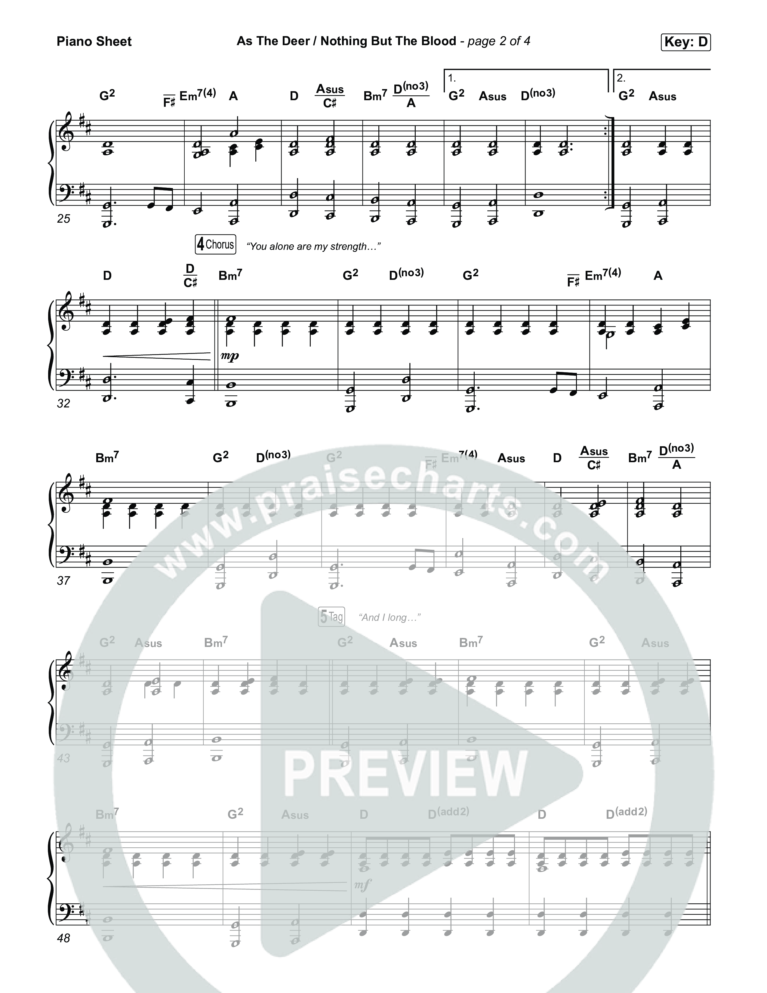 As The Deer / Nothing But The Blood Piano Sheet (Citipointe Worship)