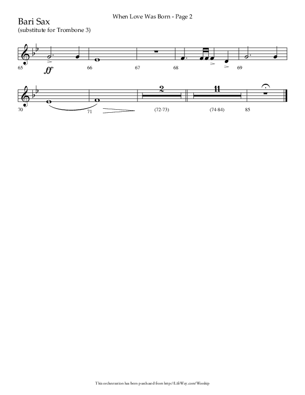 When Love Was Born (Choral Anthem SATB) Bari Sax (Lifeway Choral / Arr. Cliff Duren)