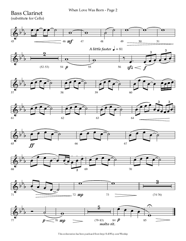 When Love Was Born (Choral Anthem SATB) Bass Clarinet (Lifeway Choral / Arr. Cliff Duren)