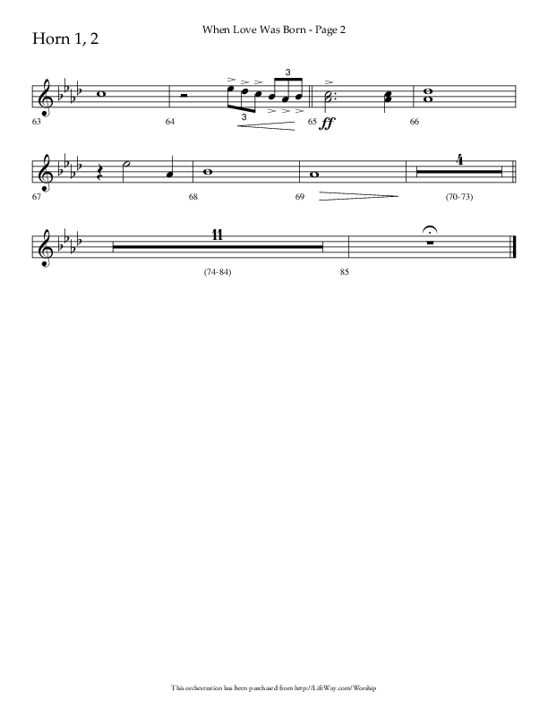 When Love Was Born (Choral Anthem SATB) French Horn 1/2 (Lifeway Choral / Arr. Cliff Duren)
