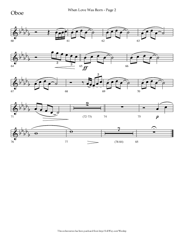 When Love Was Born (Choral Anthem SATB) Oboe (Lifeway Choral / Arr. Cliff Duren)