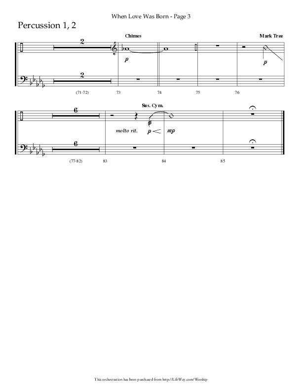 When Love Was Born (Choral Anthem SATB) Percussion 1/2 (Lifeway Choral / Arr. Cliff Duren)