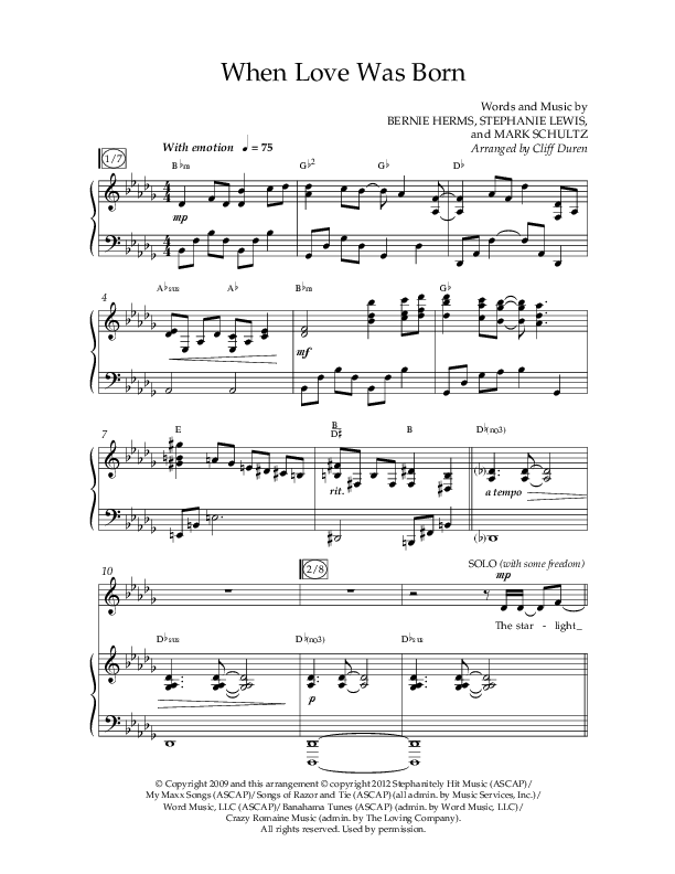When Love Was Born (Choral Anthem SATB) Anthem (SATB/Piano) (Lifeway Choral / Arr. Cliff Duren)
