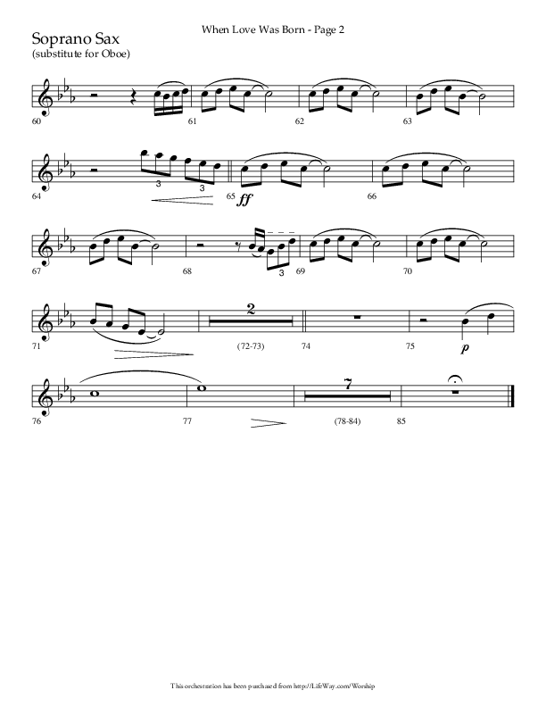 When Love Was Born (Choral Anthem SATB) Soprano Sax (Lifeway Choral / Arr. Cliff Duren)