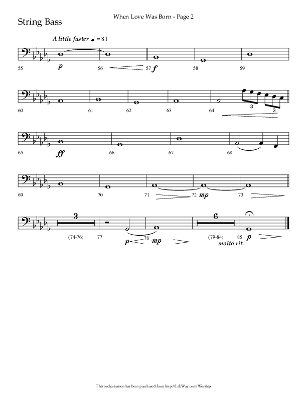 When Love Was Born (Choral Anthem SATB) String Bass (Lifeway Choral / Arr. Cliff Duren)