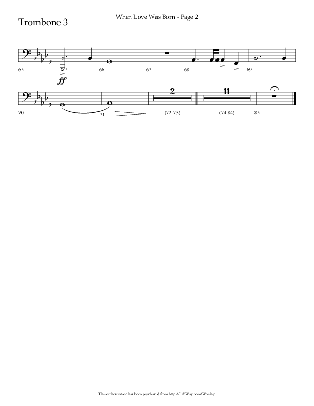 When Love Was Born (Choral Anthem SATB) Trombone 3 (Lifeway Choral / Arr. Cliff Duren)