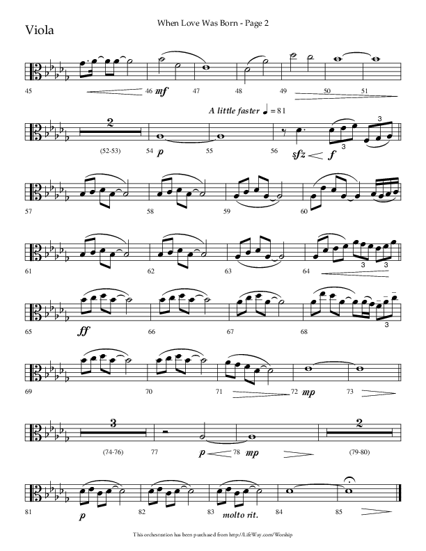 When Love Was Born (Choral Anthem SATB) Viola (Lifeway Choral / Arr. Cliff Duren)