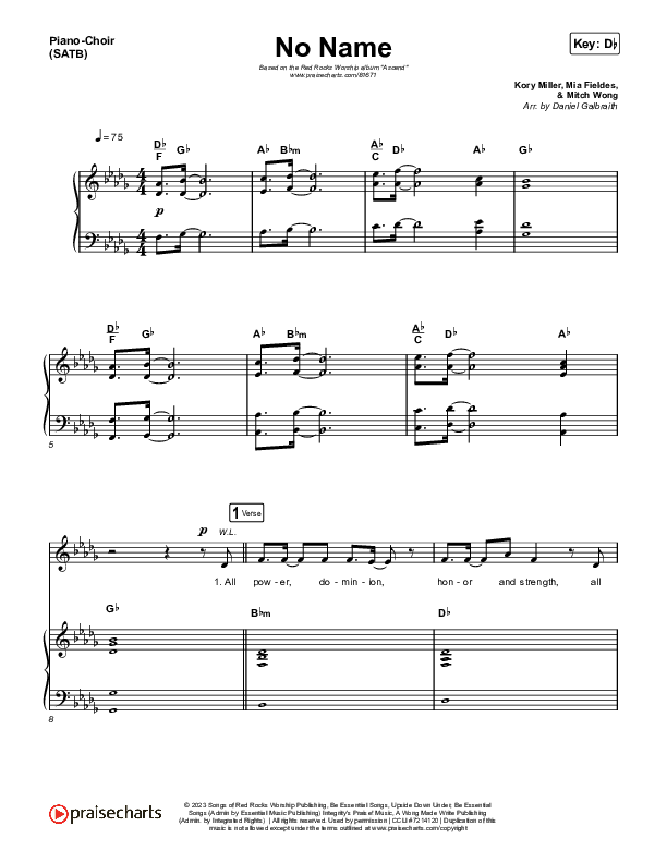 No Name Piano/Vocal (SATB) (Red Rocks Worship)