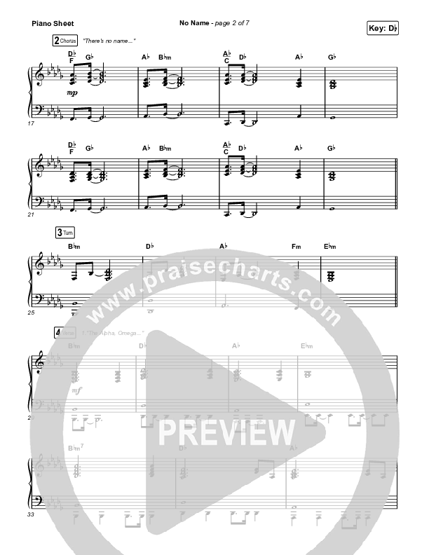 No Name Piano Sheet (Red Rocks Worship)