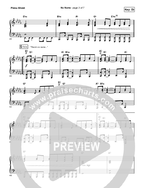 No Name Piano Sheet (Red Rocks Worship)