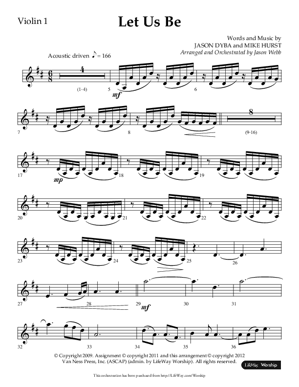 Let Us Be (Choral Anthem SATB) Violin 1 (Lifeway Choral / Arr. Jason Webb)