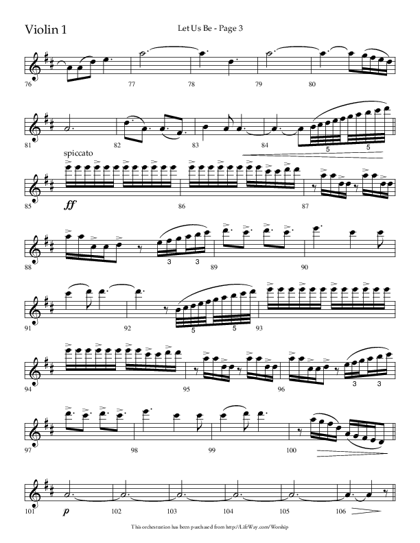 Let Us Be (Choral Anthem SATB) Violin 1 (Lifeway Choral / Arr. Jason Webb)