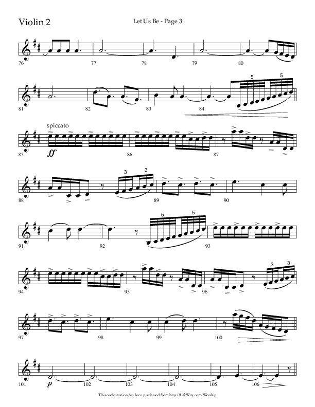 Let Us Be (Choral Anthem SATB) Violin 2 (Lifeway Choral / Arr. Jason Webb)