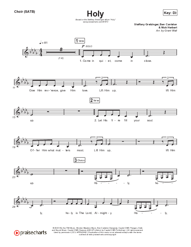 Holy Choir Sheet (SATB) (Steffany Gretzinger)