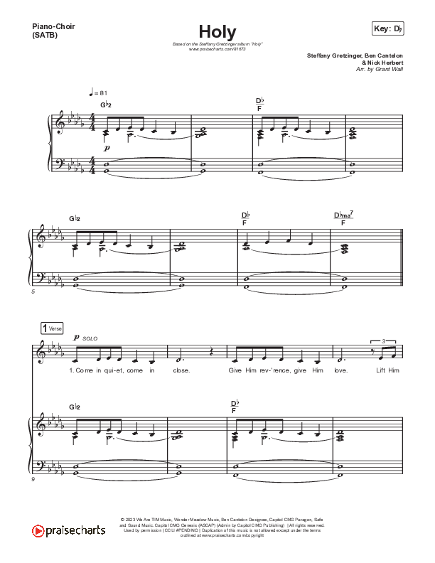 Holy Piano/Vocal (SATB) (Steffany Gretzinger)