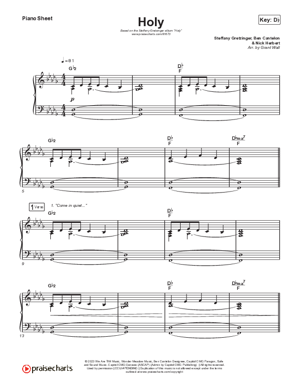 Holy Piano Sheet (Steffany Gretzinger)