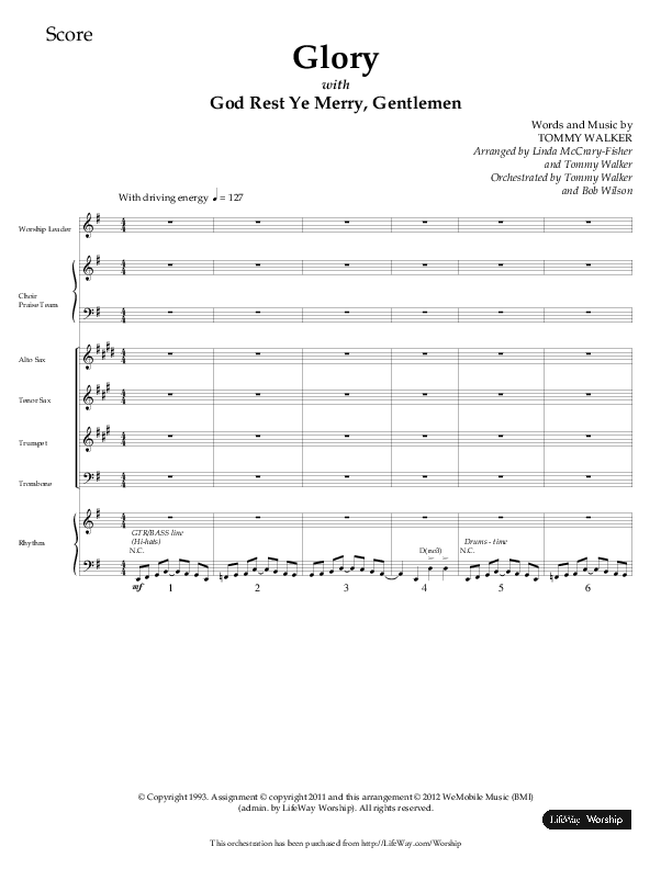 Glory (with God Rest Ye Merry Gentlemen) (Choral Anthem SATB) Orchestration (Lifeway Choral / Arr. Linda McCrary-Fisher / Arr. Tommy Walker)