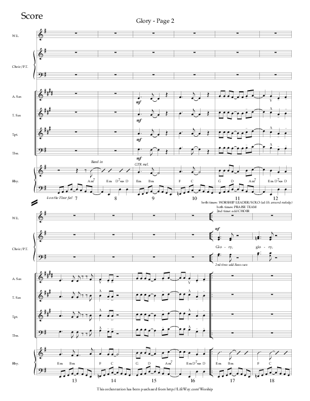 Glory (with God Rest Ye Merry Gentlemen) (Choral Anthem SATB) Conductor's Score (Lifeway Choral / Arr. Linda McCrary-Fisher / Arr. Tommy Walker)